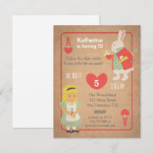 Alice in Wonderland Birthday Party Kaart (Voorkant / Achterkant)