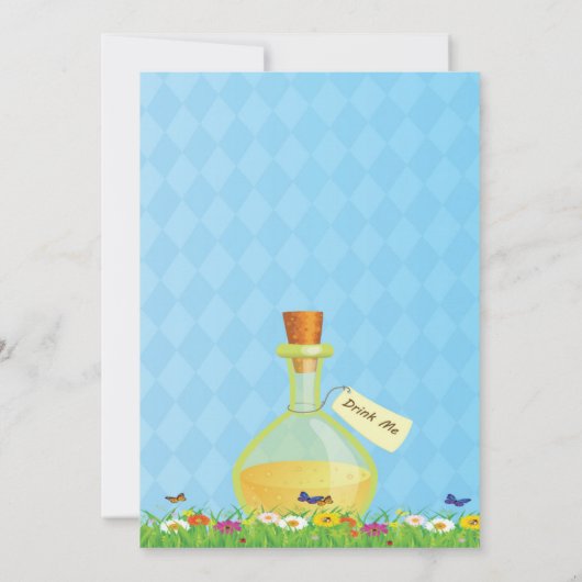 Alice in Wonderland Birthday Party Kaart (Achterkant)