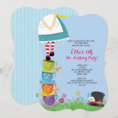 Alice in Wonderland Birthday Party Kaart (Voorkant / Achterkant)