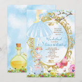 Alice in Wonderland Birthday Party Kaart (Voorkant / Achterkant)