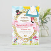 Alice in Wonderland Birthday Party Kaart (Staand voorkant)