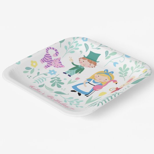 Alice in Wonderland Birthday Party Papieren Bordje (Gebogen)
