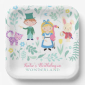 Alice in Wonderland Birthday Party Papieren Bordje (Voorkant)