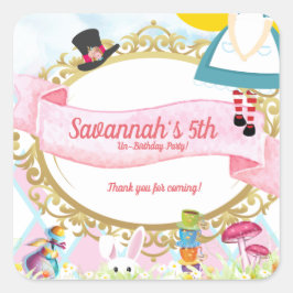 Alice in Wonderland Birthday Party Vierkante Sticker