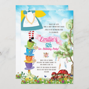 Alice in Wonderland Birthday Party Waterverf Kaart