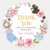 Alice in Wonderland Birthday Sticker Labels (Voorkant)