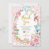 Alice in Wonderland Birthday Tea Hartelijk dank Kaart (Voorkant)