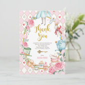 Alice in Wonderland Birthday Tea Hartelijk dank Kaart (Staand voorkant)