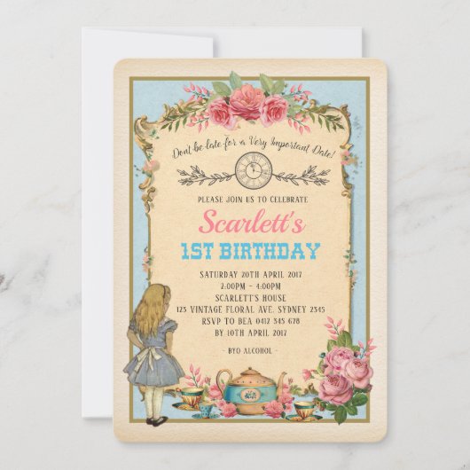 Alice in Wonderland: Birthday Tea Party Kaart (Voorkant)