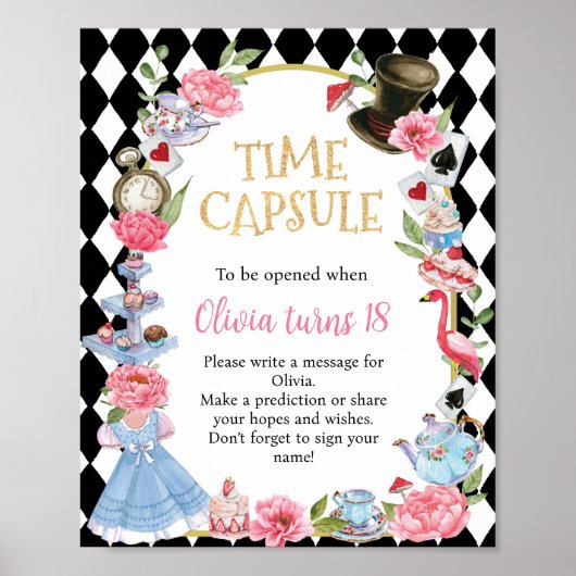 Alice in Wonderland Birthday Time Capsule Poster (Voorkant)