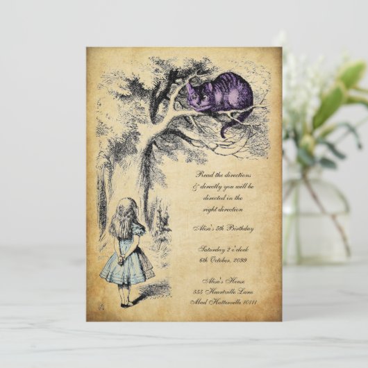 Alice in Wonderland Birthday UnBirthday Kaart (Staand voorkant)