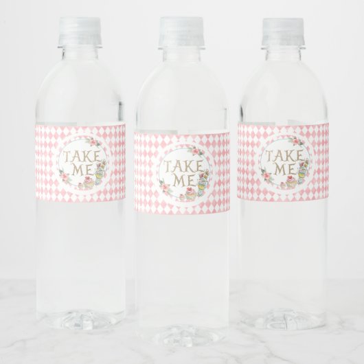 Alice in Wonderland Birthday Water Bottle Lable Waterfles Etiket (Flessen)