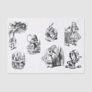 Alice in Wonderland Black en White Tissue Paper Tissuepapier