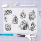 Alice in Wonderland Black en White Tissue Paper Tissuepapier (Craft)