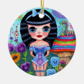 Alice in Wonderland Black Hair Cheshire Cat Cute Keramisch Ornament (Voorkant)