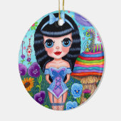Alice in Wonderland Black Hair Cheshire Cat Cute Keramisch Ornament (Links)