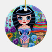 Alice in Wonderland Black Hair Cheshire Cat Cute Keramisch Ornament (Achterkant)