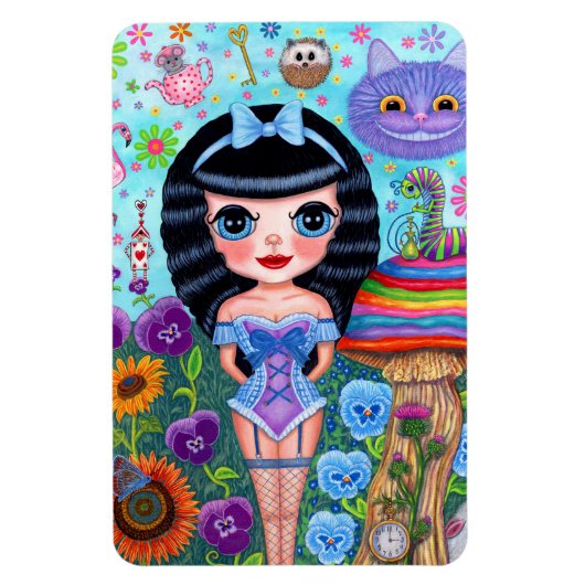 Alice in Wonderland Black Hair Cheshire Cat Cute Magneet (Verticaal)