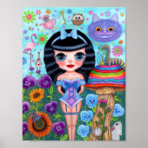 Alice in Wonderland Black Hair Cheshire Cat Schatt Poster
