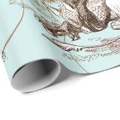 Alice in Wonderland  blauw goud Cadeaupapier (Rol Hoek)