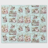 Alice in Wonderland  blauw goud Cadeaupapier (Vlak)