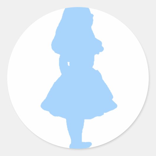 Alice in Wonderland Blauw Ronde Sticker (Voorkant)