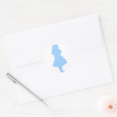 Alice in Wonderland Blauw Ronde Sticker (Envelop)