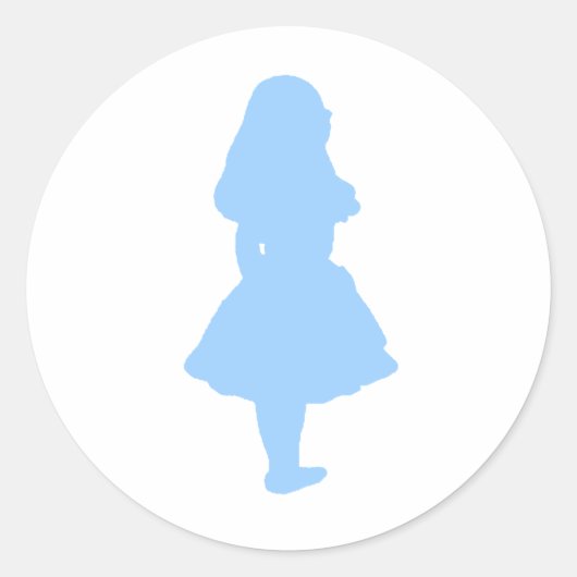 Alice in Wonderland Blauw Ronde Sticker (Voorkant)
