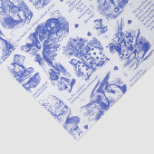 Alice in Wonderland Blauw Wit Toile Quotes Tissuepapier (Detail)