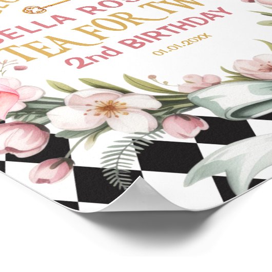 Alice in Wonderland Bloem 2e verjaardag Welkom Poster (Hoek)