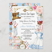 Alice in Wonderland Bloemen Baby shower Tea Party Kaart (Voorkant / Achterkant)
