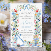 Alice in Wonderland Bloemen Verjaardag Tea Party Kaart