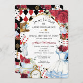 Alice in Wonderland Bloemen Vrijgezellenfeest Tea Kaart (Voorkant / Achterkant)