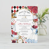 Alice in Wonderland Bloemen Vrijgezellenfeest Tea Kaart (Staand voorkant)