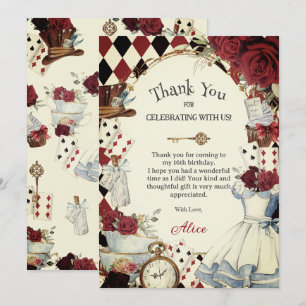 Alice in Wonderland Bloemensier Bruids-Shower Thee Bedankkaart