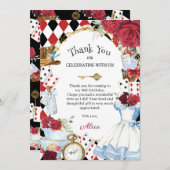 Alice in Wonderland Bloemige Bruids Bruiloft Theep Bedankkaart (Voorkant / Achterkant)