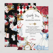 Alice in Wonderland Bloemige Bruidschattenthee-uur Bedankkaart (Voorkant / Achterkant)