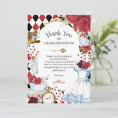 Alice in Wonderland Bloemige Bruidsmeisjes Theepar Bedankkaart (Staand voorkant)