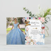 Alice in Wonderland Bloemige Verjaardags Thee Foto Bedankkaart (Staand voorkant)