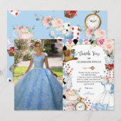 Alice in Wonderland Bloemige Verjaardags Thee Foto Bedankkaart (Voorkant / Achterkant)