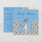 Alice in Wonderland Blue Baby shower Tea Party Kaart (Voorkant / Achterkant)