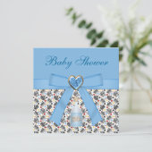 Alice in Wonderland Blue Baby shower Tea Party Kaart (Staand voorkant)