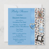 Alice in Wonderland Blue Baby shower Tea Party Kaart (Achterkant)