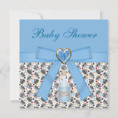 Alice in Wonderland Blue Baby shower Tea Party Kaart (Voorkant)