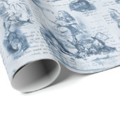 Alice in Wonderland Blue  Book Gift Wrap Cadeaupapier (Rol Hoek)