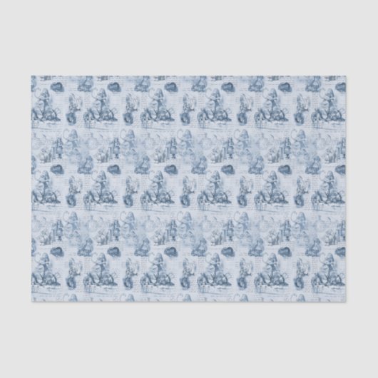 Alice in Wonderland Blue  Book Tissue Paper Tissuepapier (Voorkant)