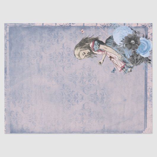 Alice in Wonderland Blue Floral-ontkoppeling Tissuepapier (Voorkant)