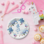 Alice in Wonderland Blue Floral Paper Bord (Feest)