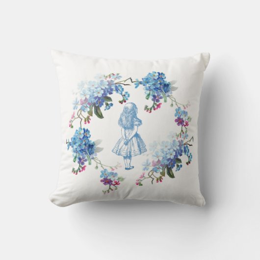 Alice in Wonderland Blue Floral Sierkussen (Voorkant)