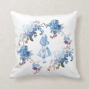 Alice in Wonderland Blue Floral Sierkussen